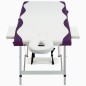 Massagetisch Klappbar 2 Zonen Aluminium Weiß und Lila Massagetisch Klappbar 2 Zonen Aluminium Weiß und Lila