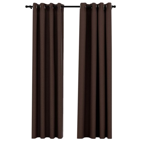vidaXL Verdunkelungsvorhänge Ösen Leinenoptik 2 Stk. Taupe 140x225 cm