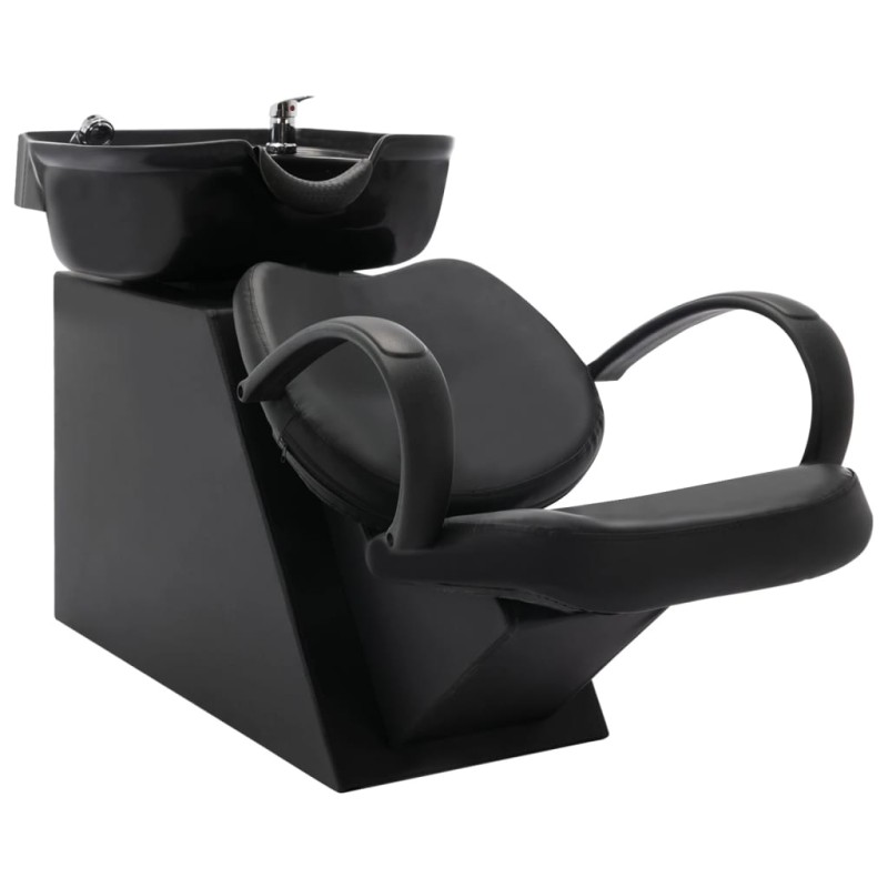 Friseurstuhl mit Waschbecken Schwarz Kunstleder Friseurstuhl mit Waschbecken Schwarz Kunstleder
