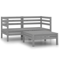 vidaXL 3-tlg. Garten-Lounge-Set Massivholz Kiefer Grau 