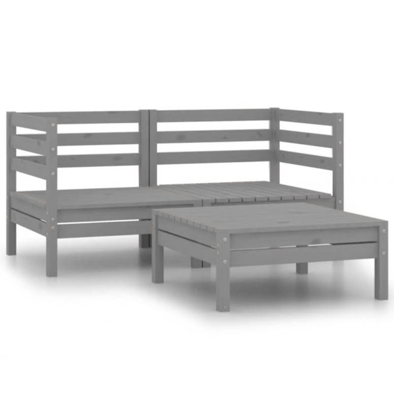 vidaXL 3-tlg. Garten-Lounge-Set Massivholz Kiefer Grau vidaXL 3-tlg. Garten-Lounge-Set Massivholz Kiefer Grau