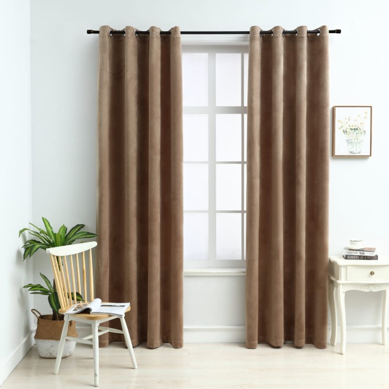 vidaXL Verdunkelungsvorhänge mit Ösen 2 Stk. Samt Beige 140x225 cm vidaXL Verdunkelungsvorhänge mit Ösen 2 Stk. Samt Beige 140x225 cm