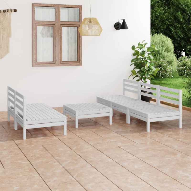 vidaXL 6-tlg. Garten-Lounge-Set Weiß Kiefer Massivholz vidaXL 6-tlg. Garten-Lounge-Set Weiß Kiefer Massivholz