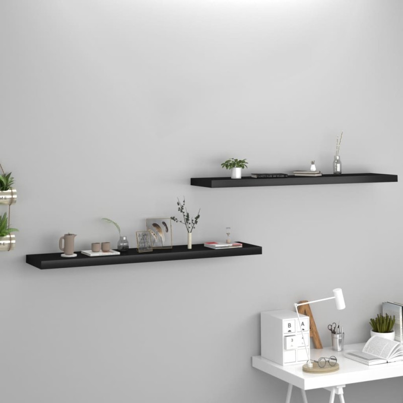 vidaXL Schwebende Wandregale 2 Stk. Schwarz 120x23,5x3,8 cm MDF vidaXL Schwebende Wandregale 2 Stk. Schwarz 120x23,5x3,8 cm MDF