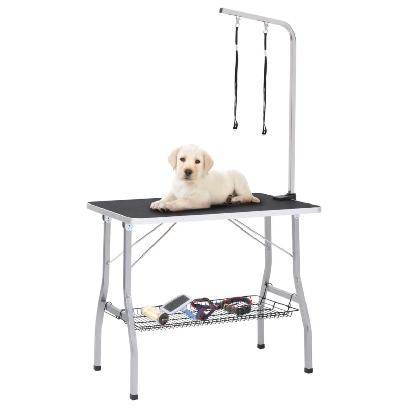 vidaXL Verstellbarer Trimmtisch für Hunde mit 2 Schlaufen und Korb vidaXL Verstellbarer Trimmtisch für Hunde mit 2 Schlaufen und Korb