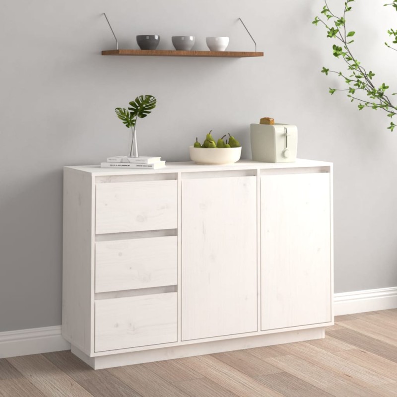 vidaXL Sideboard Weiß 111x34x75 cm Massivholz Kiefer vidaXL Sideboard Weiß 111x34x75 cm Massivholz Kiefer