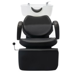 Friseurstuhl mit Waschbecken Schwarz und Weiß Kunstleder