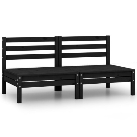 vidaXL Garten-Mittelsofas 2 Stk. Schwarz Kiefer Massivholz 