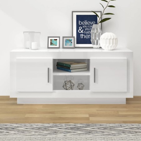 vidaXL TV-Schrank Hochglanz-Weiß 102x35x45 cm Holzwerkstoff