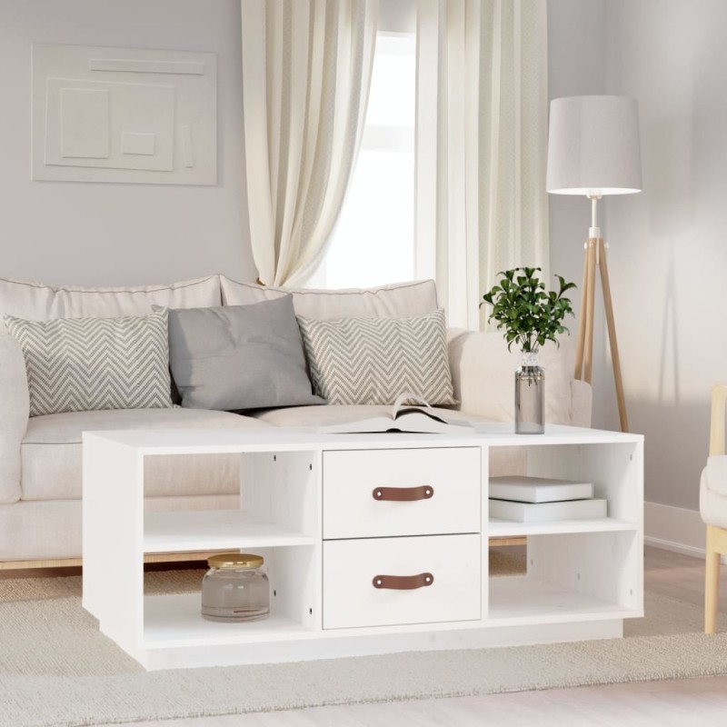 vidaXL Couchtisch Weiß 100x50x41 cm Massivholz Kiefer vidaXL Couchtisch Weiß 100x50x41 cm Massivholz Kiefer
