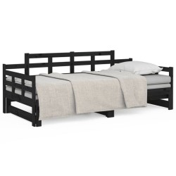 vidaXL Tagesbett Ausziehbar Schwarz Massivholz Kiefer 2x(90x200) cm