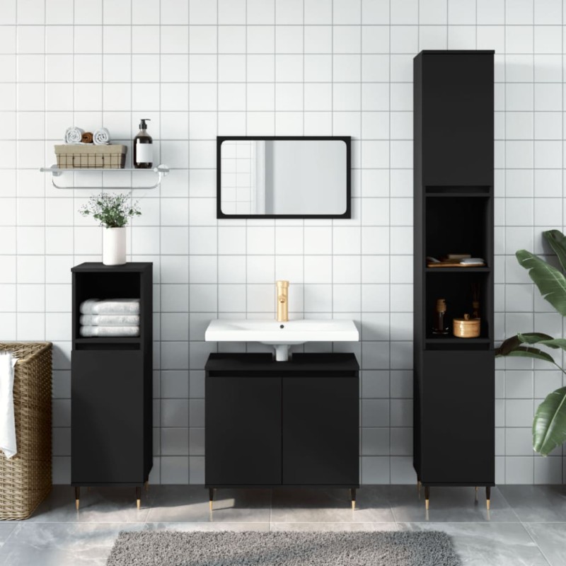 vidaXL Badschrank Schwarz 58x33x60 cm Holzwerkstoff vidaXL Badschrank Schwarz 58x33x60 cm Holzwerkstoff