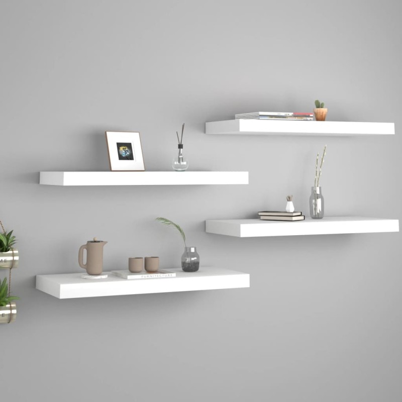 vidaXL Schweberegale 4 Stk. Weiß 60x23,5x3,8 cm MDF vidaXL Schweberegale 4 Stk. Weiß 60x23,5x3,8 cm MDF