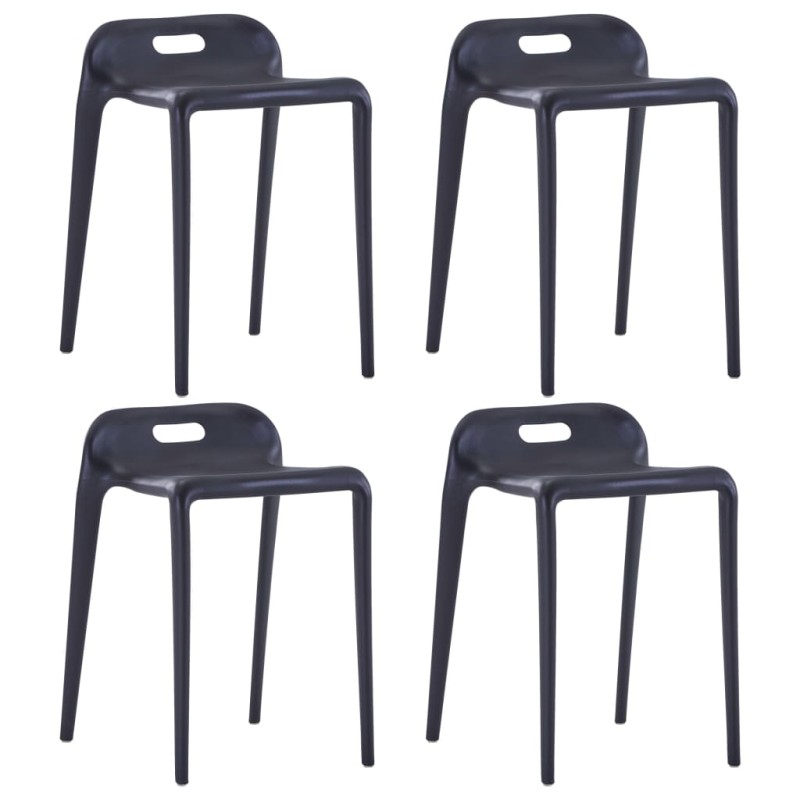 vidaXL Stapelbare Hocker 4 Stk. Schwarz Kunststoff vidaXL Stapelbare Hocker 4 Stk. Schwarz Kunststoff