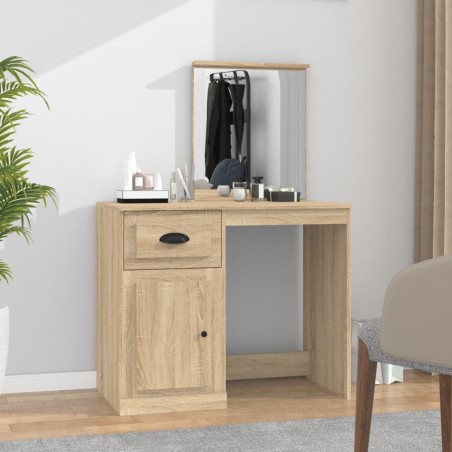 vidaXL Schminktisch mit Spiegel Sonoma-Eiche 90x50x132,5 cm 