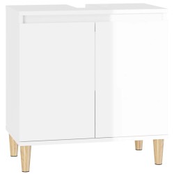 vidaXL Waschbeckenunterschrank Hochglanz-Weiß 58x33x60cm Holzwerkstoff