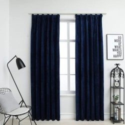 vidaXL Verdunkelungsvorhänge Haken 2 Stk. Samt Dunkelblau 140x245cm