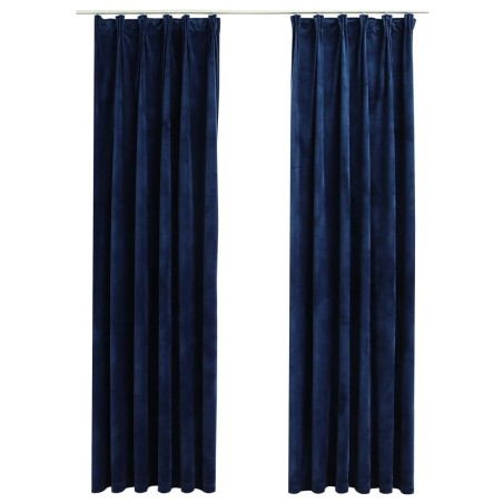 vidaXL Verdunkelungsvorhänge Haken 2 Stk. Samt Dunkelblau 140x245cm