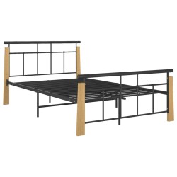 vidaXL Bettgestell Metall und Massivholz Eiche 120x200 cm