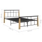 vidaXL Bettgestell Metall und Massivholz Eiche 120x200 cm vidaXL Bettgestell Metall und Massivholz Eiche 120x200 cm