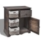 vidaXL Holzschränkchen mit 3 Flechtkörben Braun vidaXL Holzschränkchen mit 3 Flechtkörben Braun