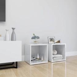 vidaXL TV-Schränke 2 Stk. Hochglanz-Weiß 37x35x37 cm Holzwerkstoff