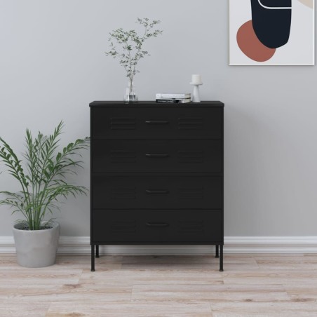 vidaXL Kommode Schwarz 80x35x101,5 cm Stahl  