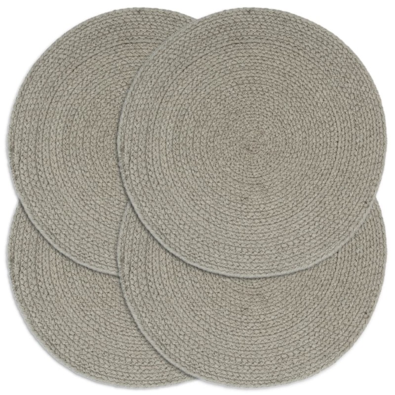 vidaXL Tischsets 4 Stk. Grau 38 cm Rund Baumwolle vidaXL Tischsets 4 Stk. Grau 38 cm Rund Baumwolle