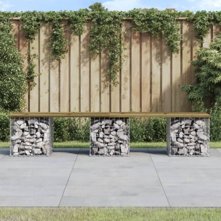 vidaXL Gartenbank aus Gabionen 203x44x42 cm Kiefernholz Imprägniert