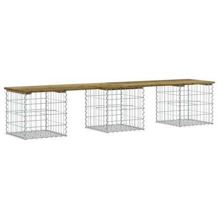 vidaXL Gartenbank aus Gabionen 203x44x42 cm Kiefernholz Imprägniert