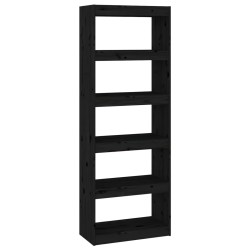 vidaXL Bücherregal/Raumteiler Schwarz 60x30x167,5 cm Massivholz Kiefer