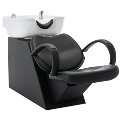 Friseurstuhl mit Waschbecken Schwarz und Weiß Kunstleder