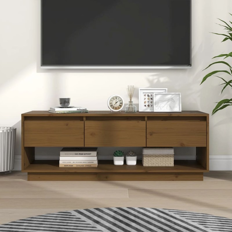 vidaXL TV-Schrank Honigbraun 110,5x34x40 cm Massivholz Kiefer vidaXL TV-Schrank Honigbraun 110,5x34x40 cm Massivholz Kiefer