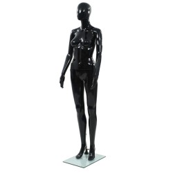 vidaXL Weibliche Schaufensterpuppe mit Glassockel Schwarz 175 cm 