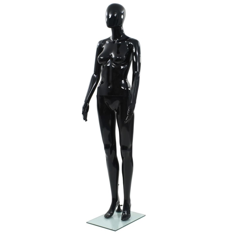vidaXL Weibliche Schaufensterpuppe mit Glassockel Schwarz 175 cm vidaXL Weibliche Schaufensterpuppe mit Glassockel Schwarz 175 cm