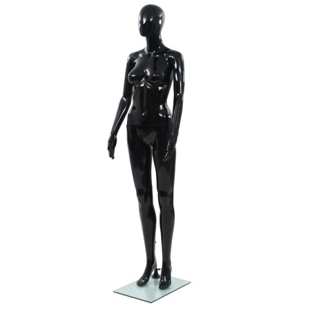 vidaXL Weibliche Schaufensterpuppe mit Glassockel Schwarz 175 cm 