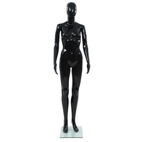 vidaXL Weibliche Schaufensterpuppe mit Glassockel Schwarz 175 cm 