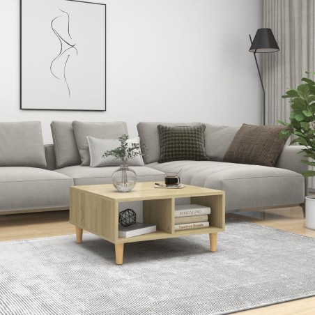 vidaXL Couchtisch Weiß Sonoma-Eiche 60x60x30 cm Holzwerkstoff