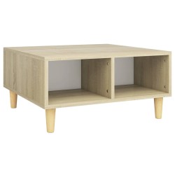 vidaXL Couchtisch Weiß Sonoma-Eiche 60x60x30 cm Holzwerkstoff