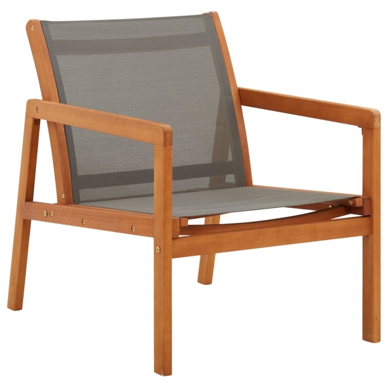 vidaXL Garten-Loungestuhl Grau Eukalyptus Massivholz und Textilene vidaXL Garten-Loungestuhl Grau Eukalyptus Massivholz und Textilene
