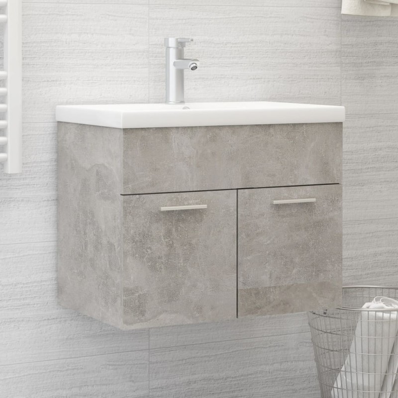 vidaXL Waschbeckenunterschrank Betongrau 60x38,5x46 cm Holzwerkstoff vidaXL Waschbeckenunterschrank Betongrau 60x38,5x46 cm Holzwerkstoff