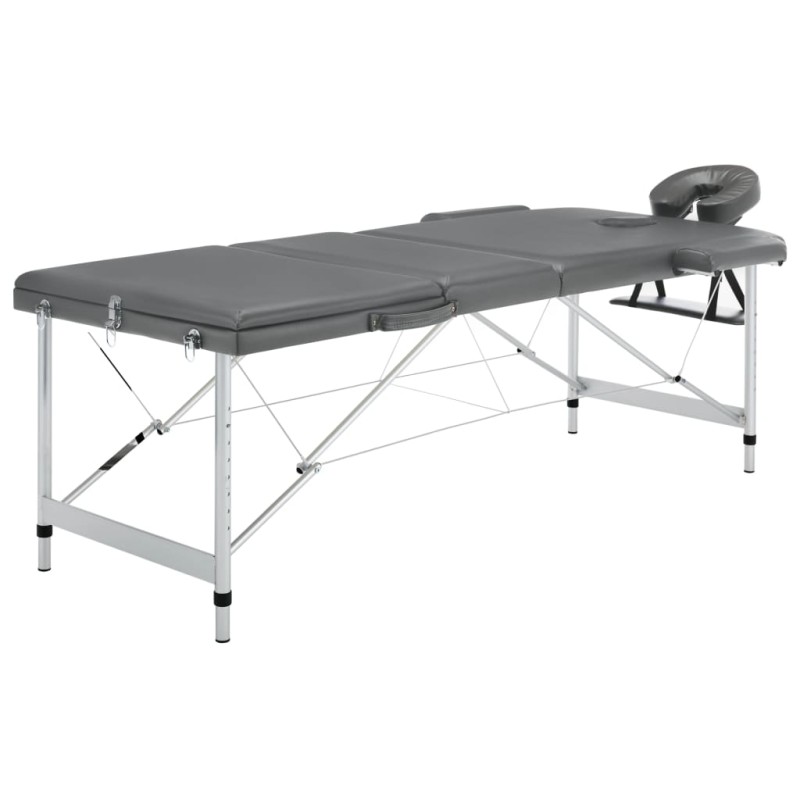 Massagetisch mit 3 Zonen Aluminiumrahmen Anthrazit 186×68 cm Massagetisch mit 3 Zonen Aluminiumrahmen Anthrazit 186×68 cm