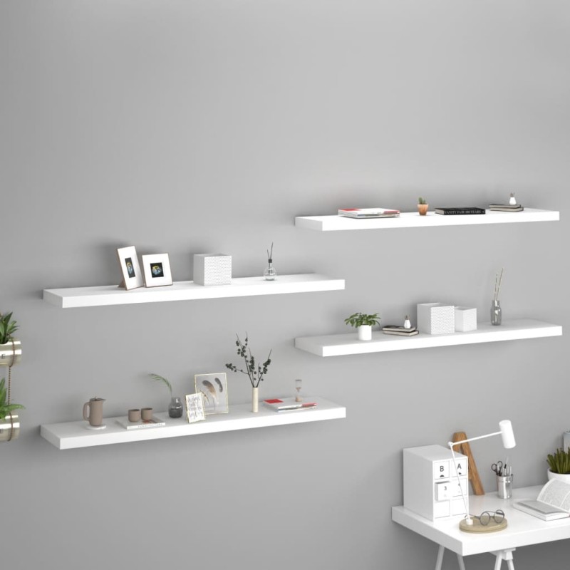 vidaXL Schwebende Wandregale 4 Stk. Weiß 120x23,5x3,8 cm MDF vidaXL Schwebende Wandregale 4 Stk. Weiß 120x23,5x3,8 cm MDF