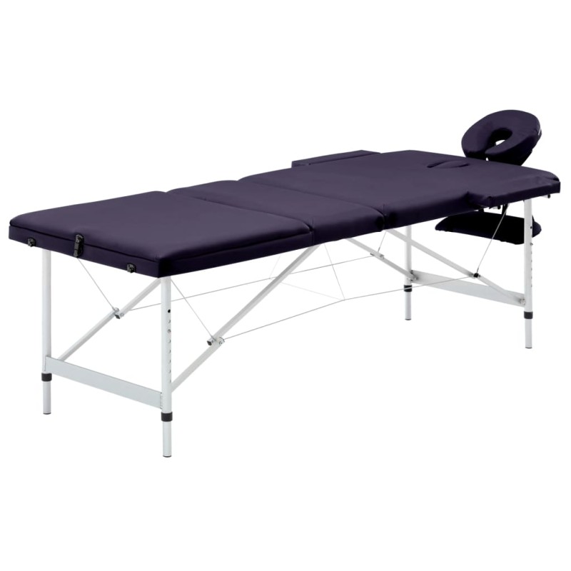 Massageliege Klappbar 3-Zonen mit Aluminiumgestell Lila Massageliege Klappbar 3-Zonen mit Aluminiumgestell Lila