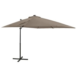 vidaXL Ampelschirm mit Mast und LED-Beleuchtung Taupe 250 cm