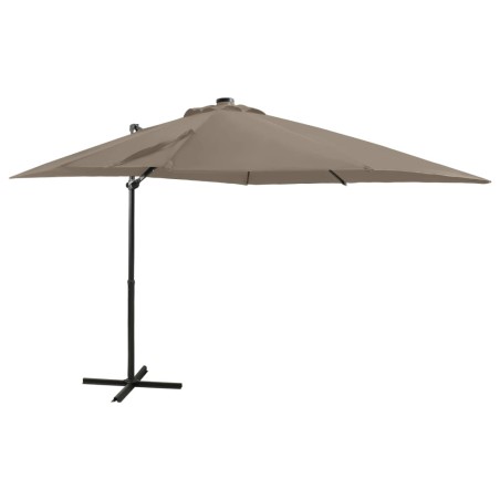 vidaXL Ampelschirm mit Mast und LED-Beleuchtung Taupe 250 cm