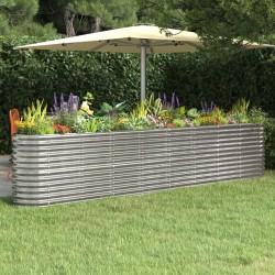 vidaXL Hochbeet Pulverbeschichteter Stahl 332x40x68 cm Silbern