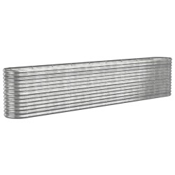 vidaXL Hochbeet Pulverbeschichteter Stahl 332x40x68 cm Silbern