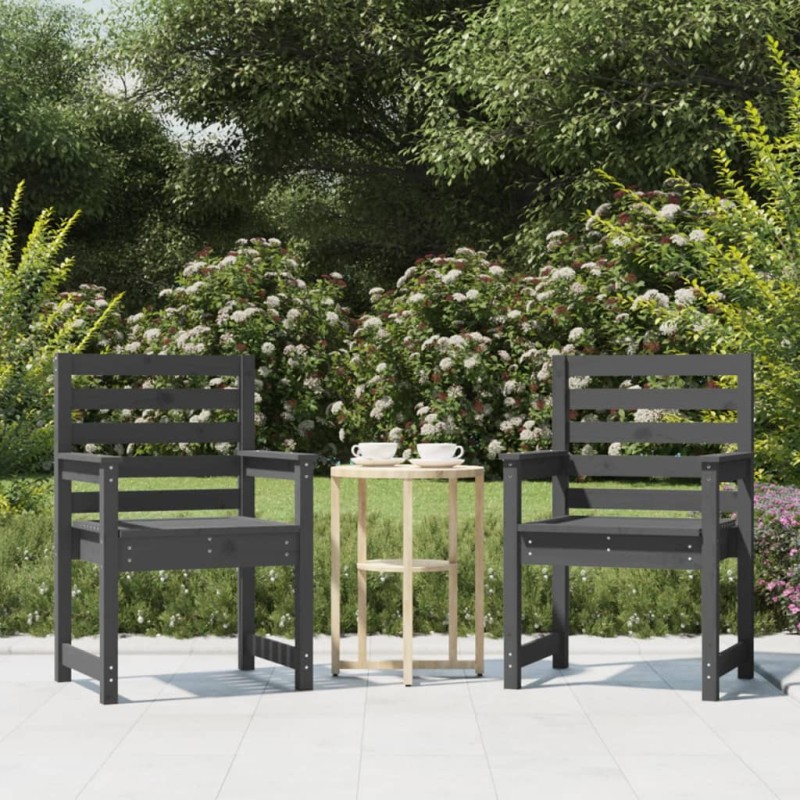 vidaXL Gartenstühle 2 Stk. Grau 60x48x91 cm Massivholz Kiefer vidaXL Gartenstühle 2 Stk. Grau 60x48x91 cm Massivholz Kiefer