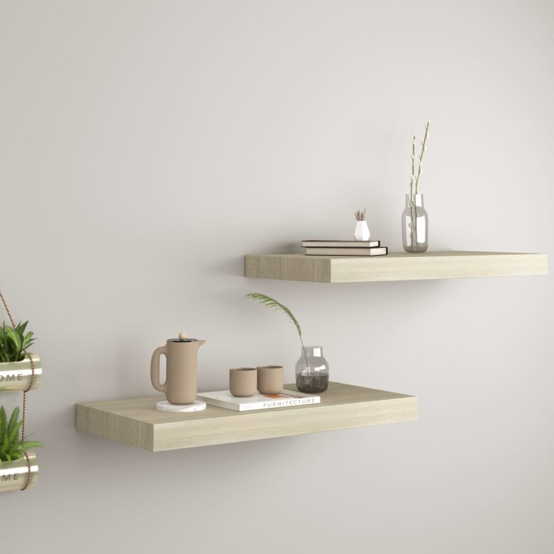 vidaXL Schwebende Wandregale 2 Stk. Eichefarben 50x23x3,8cm MDF vidaXL Schwebende Wandregale 2 Stk. Eichefarben 50x23x3,8cm MDF